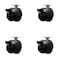 Service Caster 2'' Black Metal Hooded Twin Caster with Brake Nylon Wheels Top Plate , 4PK SCC-TP02S50D-NYS-FB-B-4 - alternate 1